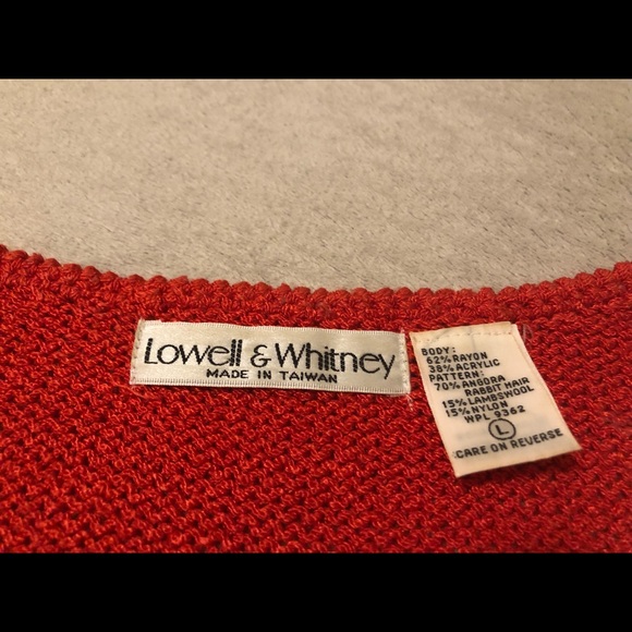 Red Angora Trim Sweater - Picture 3 of 4